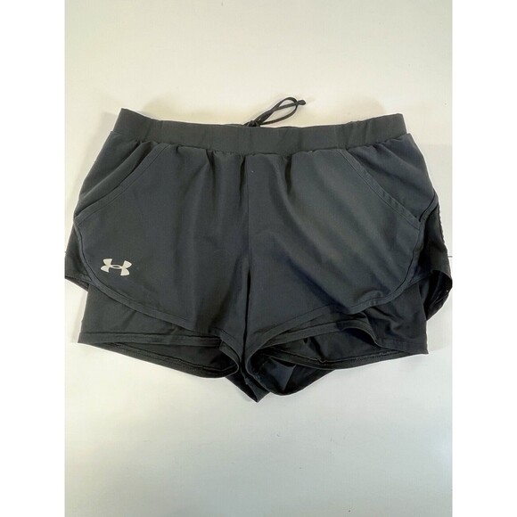 Under Armour Running Shorts. Black.Womens Sz Large Heat Gear. Loose Fit. Pockets - Picture 1 of 8